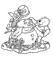 coloriage winnie et porcinet bonhomme de neige